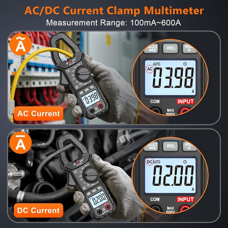 FKM AC/DC Amp Clamp Meter Multimeter Tester TRMS 6000 Counts Auto-ranging Smart Digital Voltage Tester,for AC/DC Current/Voltage,NCV Detection,Capacitance,Resistance,Ohm,Continuity,Diode,Hz,Temp Test - Image 3